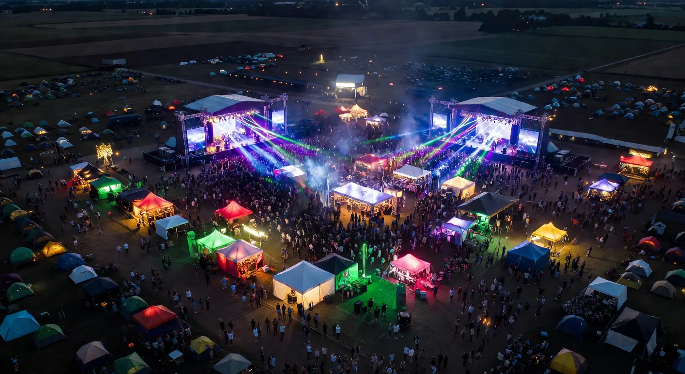 Festival aerial night lights