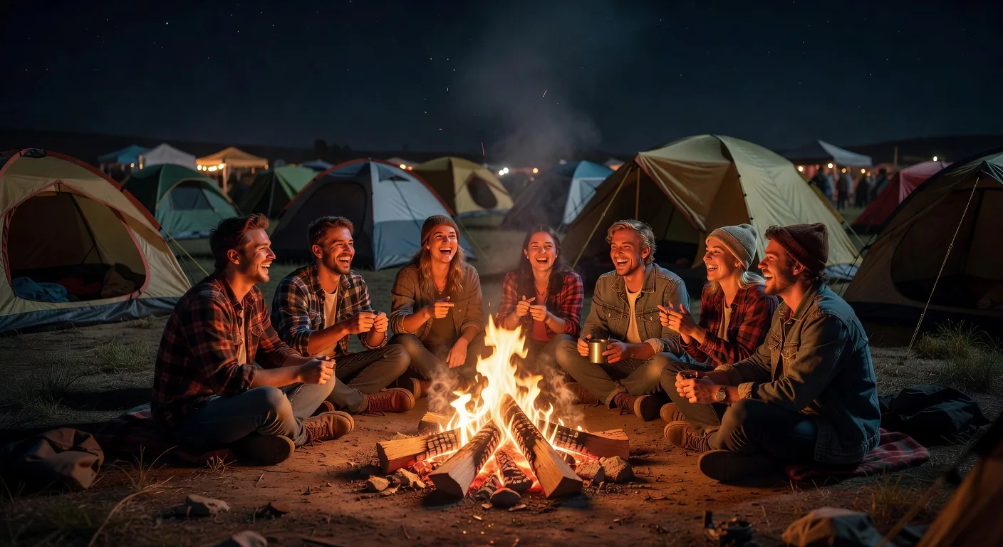 Bonfire at Golden River Veil Fest campsite