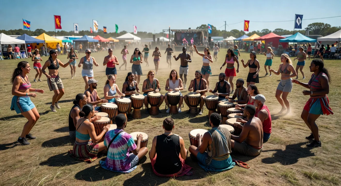 Drum circle at festival